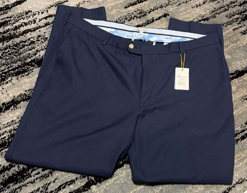 Peter Millar Crown Sport Navy Blue Performance Golf Pants Size 42x32